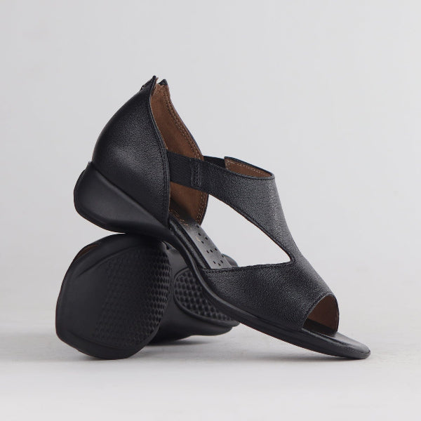 Factory Shop Closed Back T-Bar Sandal in Black - 12631 - pair.