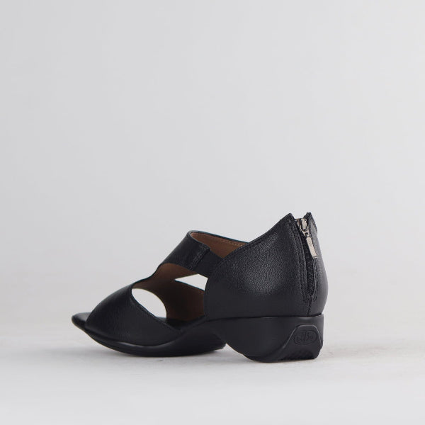 Factory Shop Closed Back T-Bar Sandal in Black - 12631 - back angle.