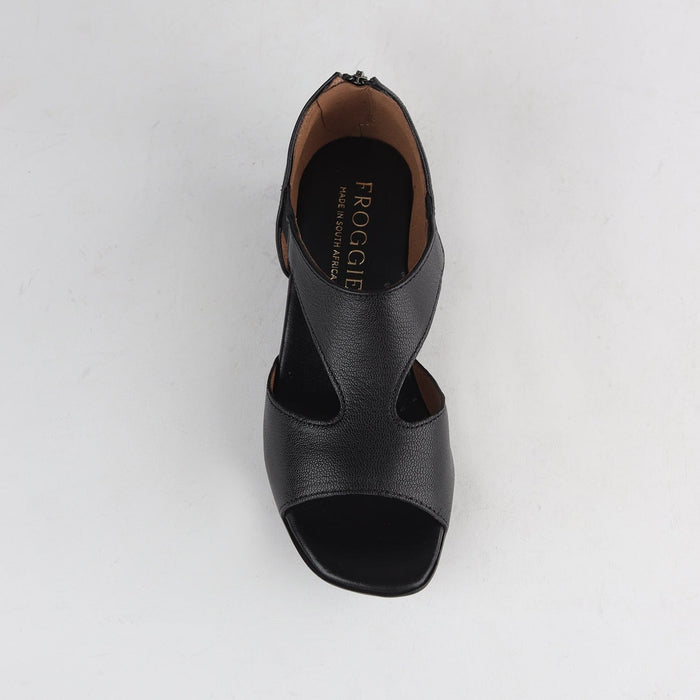 Factory Shop Closed Back T-Bar Sandal in Black - 12631 - top angle.