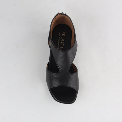 Factory Shop Closed Back T-Bar Sandal in Black - 12631 - top angle.