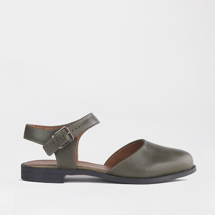 Froggie Women's Closed-Toe Slingback Sandals- Forest Leather - 13051 - side.