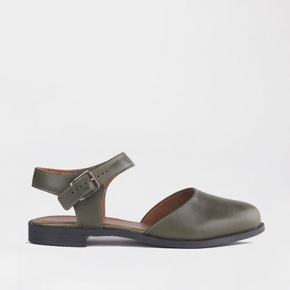 Froggie Women's Closed-Toe Slingback Sandals- Forest Leather - 13051 - side.