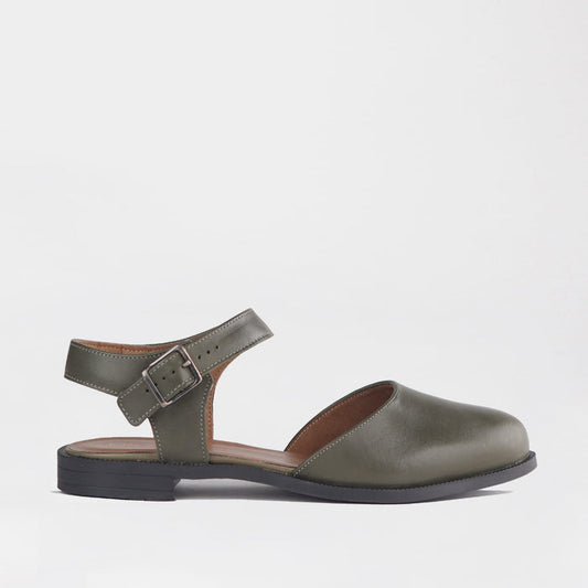 Froggie Women's Closed-Toe Slingback Sandals- Forest Leather - 13051 - side.