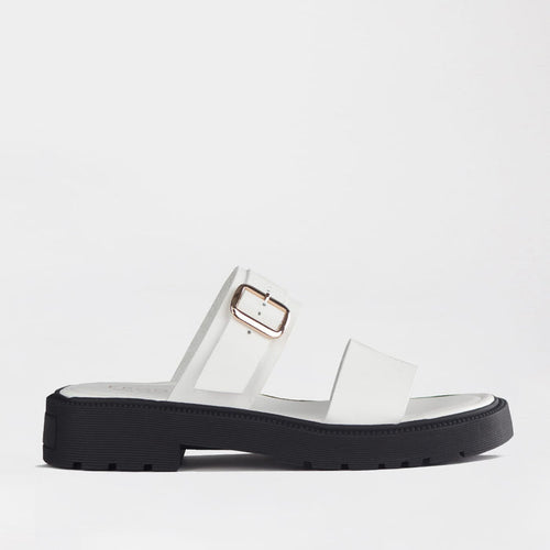 Froggie Shoes Sandals Froggie Womens Double Band Sandal-White Leather - 12695