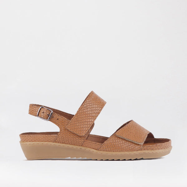 Froggie 2-Strap Sandal with Removable Footbed in Tan - 12655 - single side.