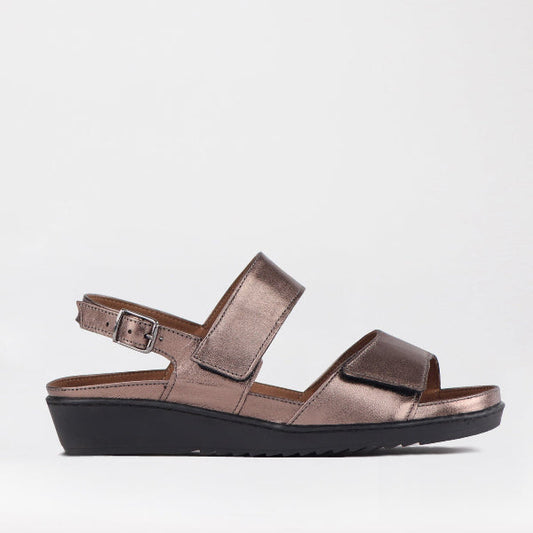 Froggie 2-Strap Sandal with Removable Footbed in Lead Metallic - 12655 - single side.