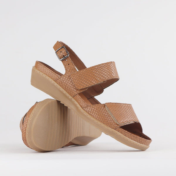 Froggie 2-Strap Sandal with Removable Footbed in Tan - 12655 - pair.
