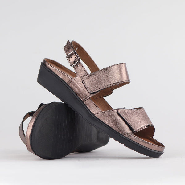 Froggie 2-Strap Sandal with Removable Footbed in Lead Metallic - 12655 - pair.