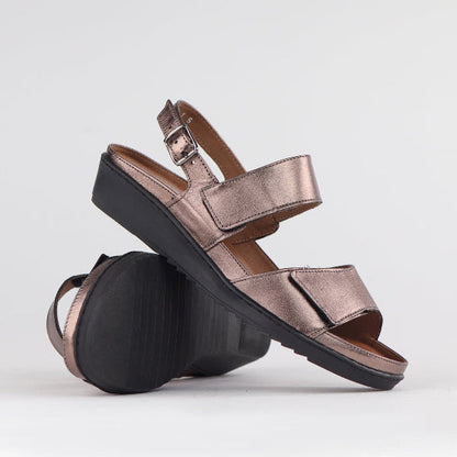 Froggie 2-Strap Sandal with Removable Footbed in Lead Metallic - 12655 - pair.