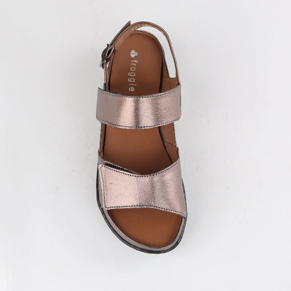 Froggie 2-Strap Sandal with Removable Footbed in Lead Metallic - 12655 - top angle.