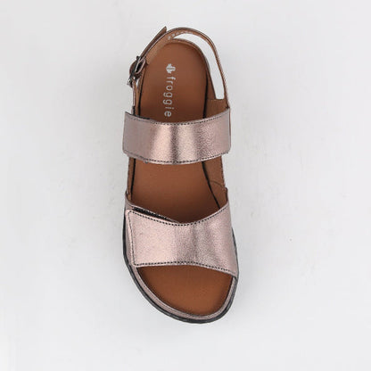 Froggie 2-Strap Sandal with Removable Footbed in Lead Metallic - 12655 - top angle.