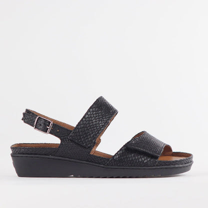 Froggie 2-Strap Sandal with Removable Footbed in Black - 12655 - single side.