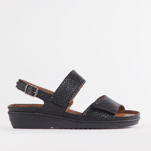Froggie 2-Strap Sandal with Removable Footbed in Black - 12655 - single side.