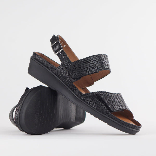 Froggie 2-Strap Sandal with Removable Footbed in Black - 12655 - pair.