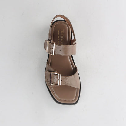Froggie Shoes Shoes Froggie Women's Double Buckle Sandal-Stone Leather - 12881