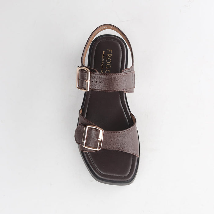 Froggie Shoes Shoes Froggie Women's Double Buckle Sandal-Brown Leather - 12881