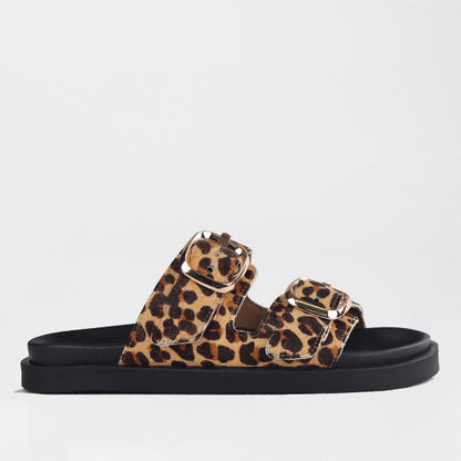 Froggie Women's Double Buckle Slide-Cheetah Leather - 12681 - side
