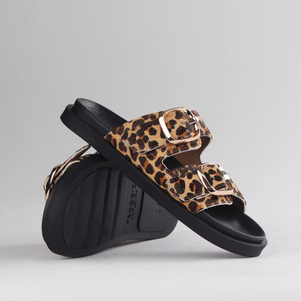Froggie Women's Double Buckle Slide-Cheetah Leather - 12681 - pair