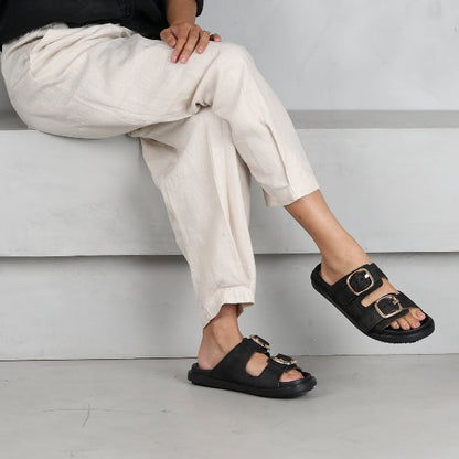 Froggie Shoes Shoes Froggie Women's Double Buckle Slide in Black Multi - 12681