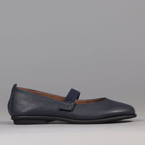 Factory Shop Elasticated Flat Pump in Navy - 12648 - single side.