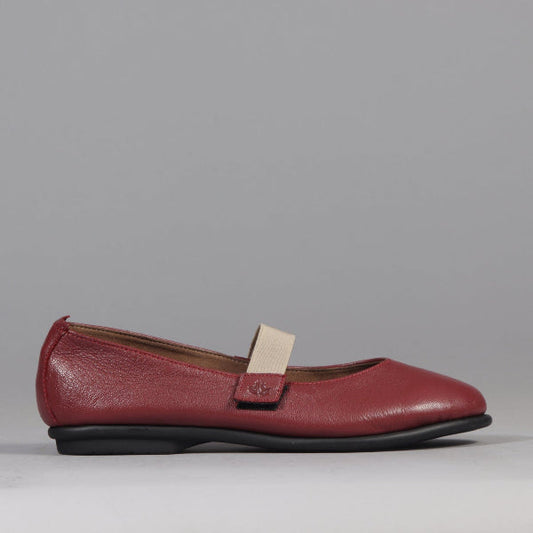 Factory Shop Elasticated Flat Pump in Red - 12648 - single side.