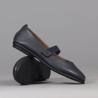 Factory Shop Elasticated Flat Pump in Navy - 12648 - pair.