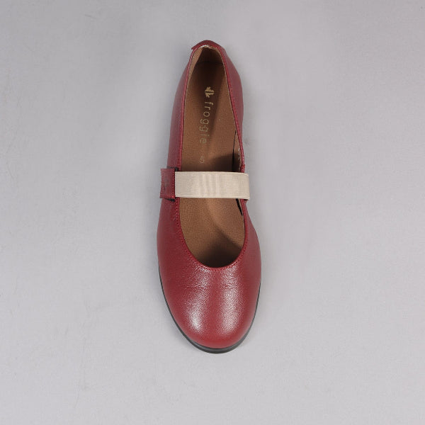 Factory Shop Elasticated Flat Pump in Red - 12648 - top angle.