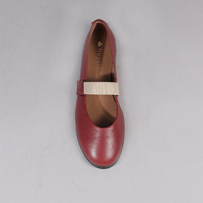 Factory Shop Elasticated Flat Pump in Red - 12648 - top angle.