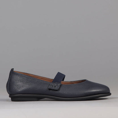 Factory Shop Elasticated Flat Pump in Navy - 12648 - single side.