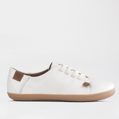 Froggie Shoes Shoes Froggie Women's Elasticated lace Barefoot Shoe- Removable Footbed-White Leather - 12828