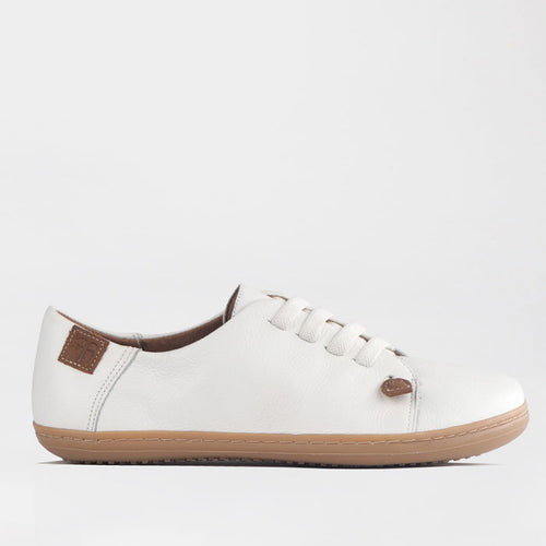 Froggie Shoes Shoes Froggie Women's Elasticated lace Barefoot Shoe- Removable Footbed-White Leather - 12828