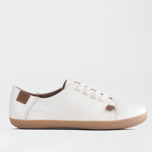 Froggie Shoes Shoes Froggie Women's Elasticated lace Barefoot Shoe- Removable Footbed-White Leather - 12828