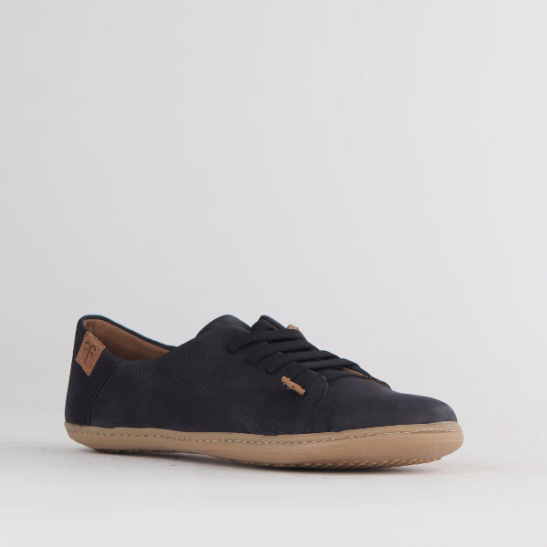 Froggie Lace-up Barefoot Shoe with Removable Footbed in Black - 12828 - side angle.