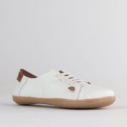 Froggie Shoes Shoes Froggie Women's Elasticated lace Barefoot Shoe- Removable Footbed-White Leather - 12828