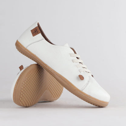 Froggie Shoes Shoes Froggie Women's Elasticated lace Barefoot Shoe- Removable Footbed-White Leather - 12828