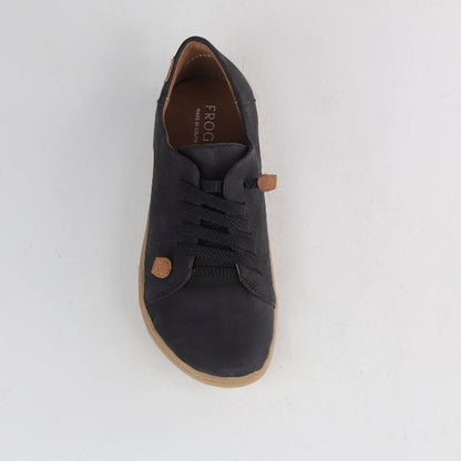Froggie Lace-up Barefoot Shoe with Removable Footbed in Black - 12828 - top angle.
