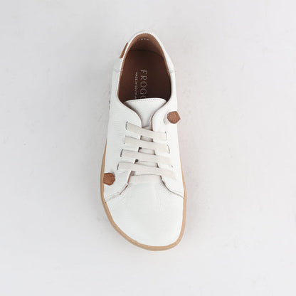 Froggie Shoes Shoes Froggie Women's Elasticated lace Barefoot Shoe- Removable Footbed-White Leather - 12828