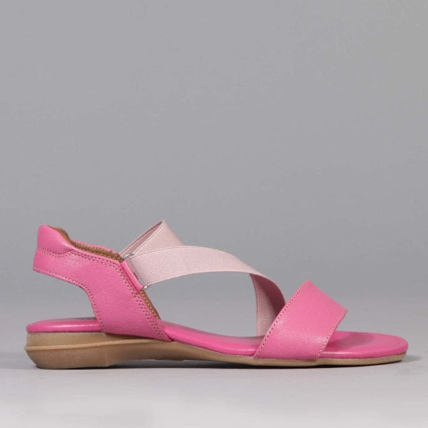 Factory Shop Elasticated Slingback Sandal in Hot Pink - 12618 - single side.