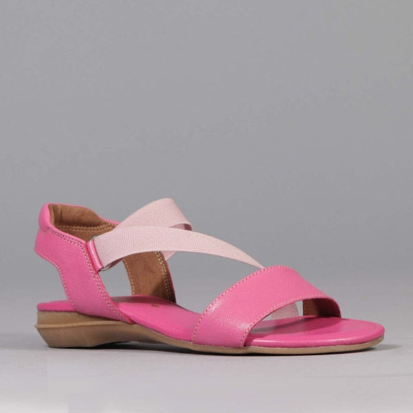 Factory Shop Elasticated Slingback Sandal in Hot Pink - 12618 - side angle.