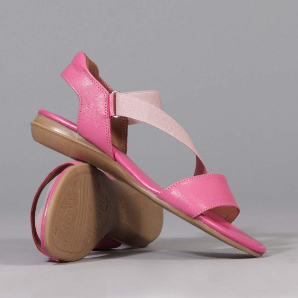 Factory Shop Elasticated Slingback Sandal in Hot Pink - 12618 - pair.