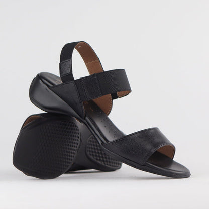 Factory Shop Shoes Froggie Women's Elasticated Strap Sandal in Black - 12550