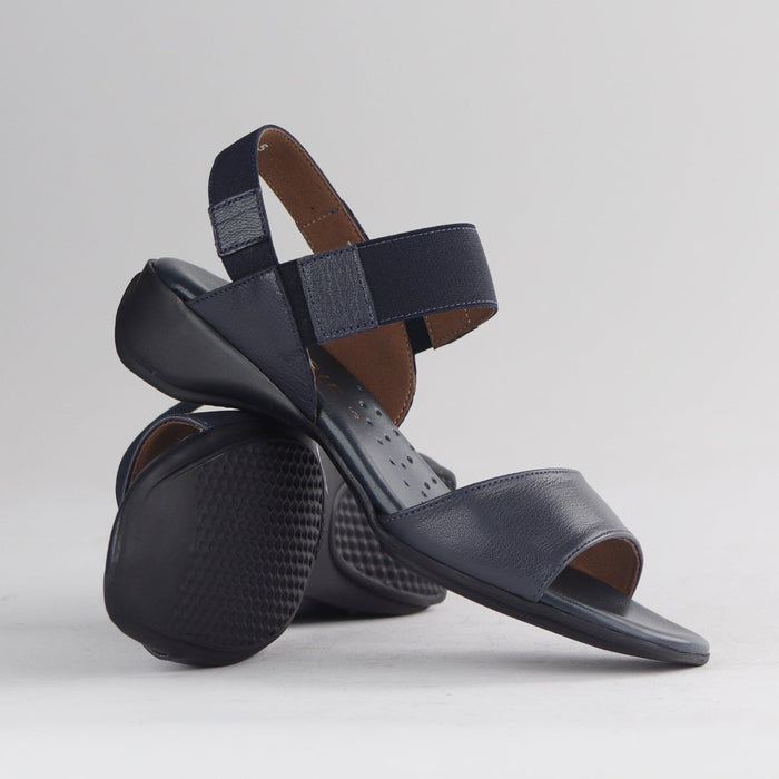 Factory Shop Shoes Froggie Women's Elasticated Strap Sandal in Navy - 12550