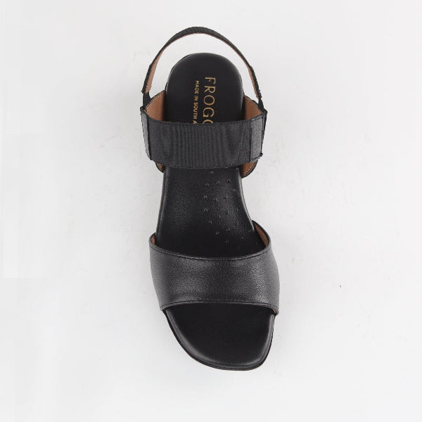 Factory Shop Shoes Froggie Women's Elasticated Strap Sandal in Black - 12550