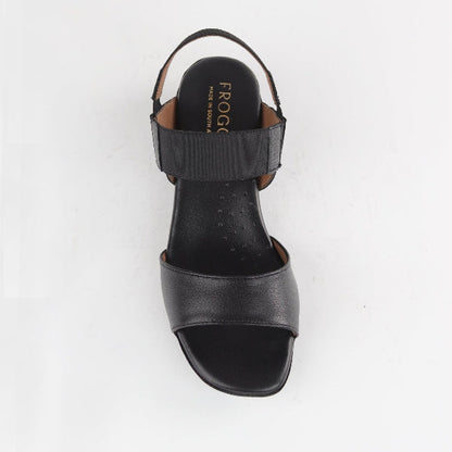 Factory Shop Shoes Froggie Women's Elasticated Strap Sandal in Black - 12550