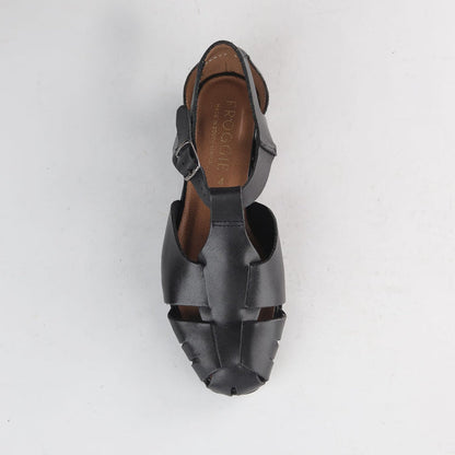 Froggie Shoes Sandals Froggie Women's Fisherman Sandal- Black Leather - 13027
