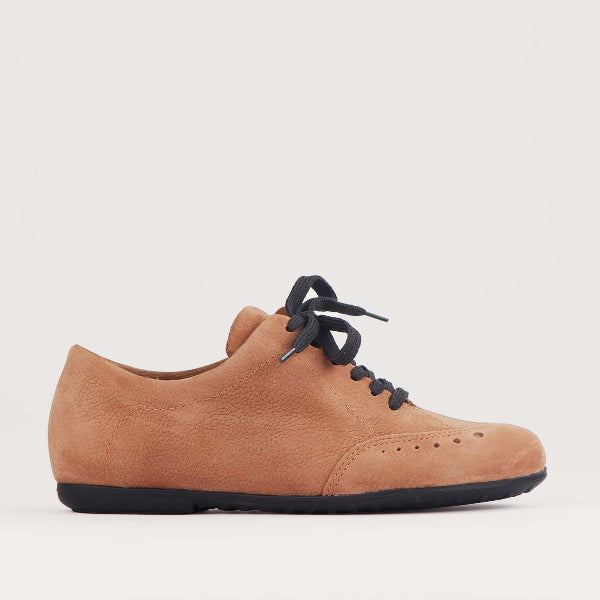 Factory Shop Flat Lace-up Sneaker in Tobacco - 12727 - single side.