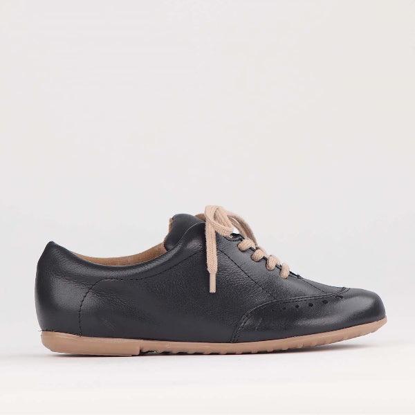 Factory Shop Flat Lace-up Sneaker in Black - 12727 - single side.