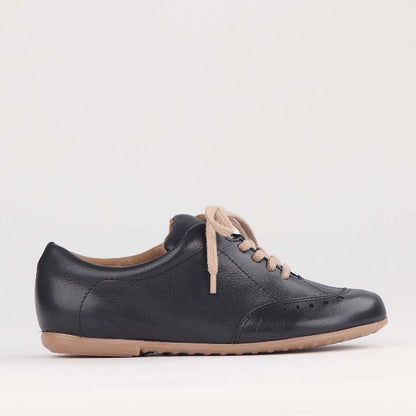 Factory Shop Flat Lace-up Sneaker in Black - 12727 - single side.