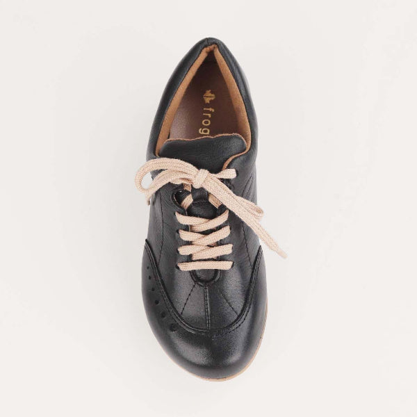 Factory Shop Flat Lace-up Sneaker in Black - 12727 - top angle.