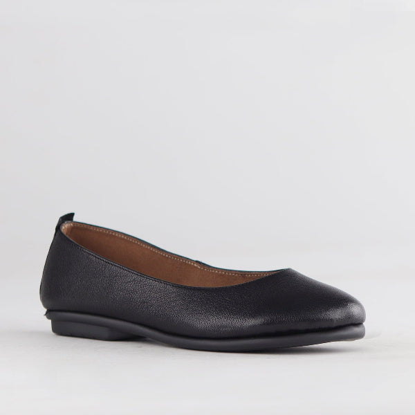 Factory Shop Flat Pump in Black - 12546 - side angle.